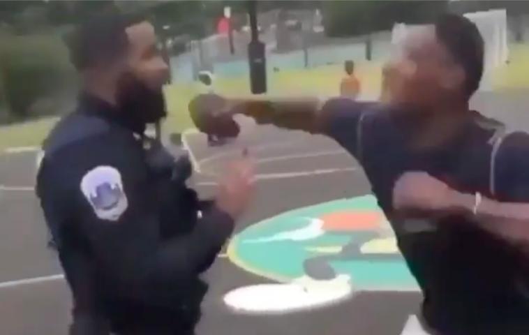 He Got 3 Stars In GTA For That: Dude Fights A Cop At The Basketball Court!
