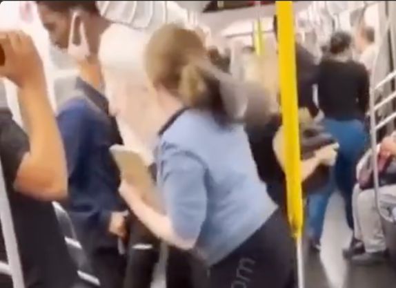 Karen Gets Beat Up By Two Men After She Put Her Hands On Them In A NYC Train!