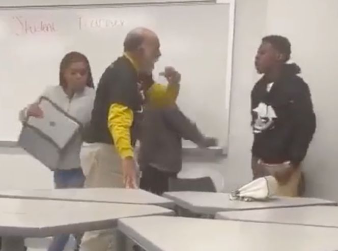 Student Hits Teacher With A Combo Breaker After The Teacher Grabs Hims!